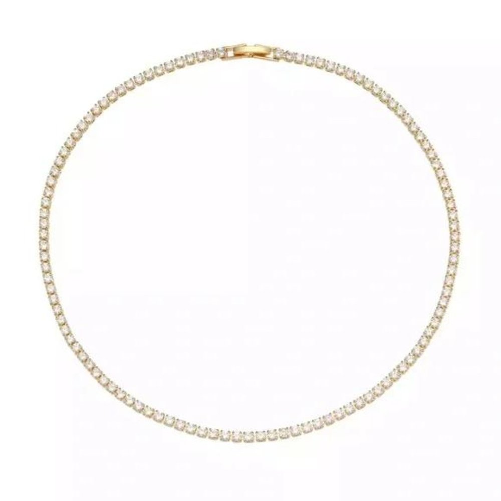 NEW 14K GOLD TENNIS CHAIN CHOKER NECKLACE, NICE NECKLACE, CUTE NECKLACE - Picture 6 of 6